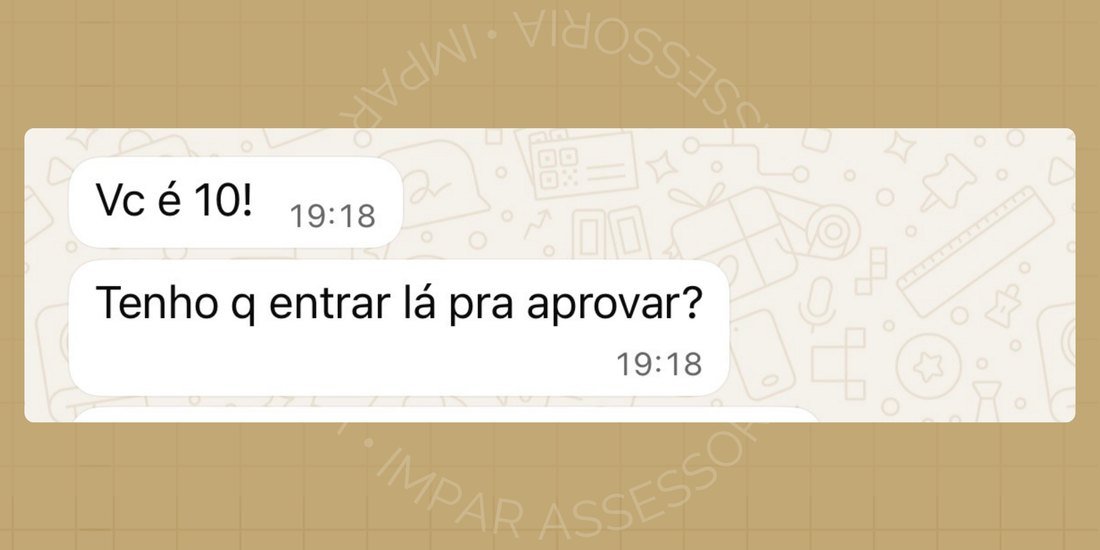 Print de WhatsApp: cliente aprova o conteúdo e elogia, dizendo que a Isabela é 10