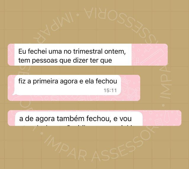 Print de depoimento de cliente relatando fechamento de acompanhamento trimestral