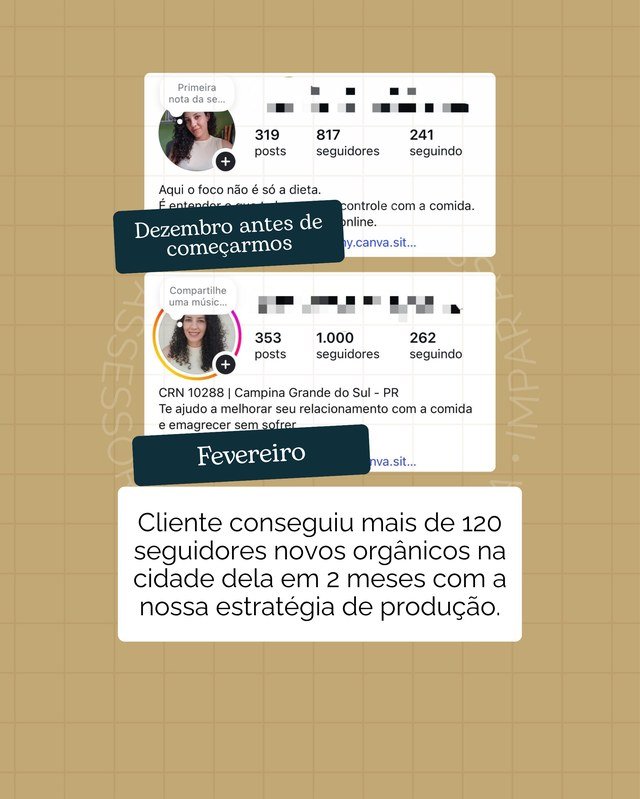 Print mostrando mais de 120 seguidores orgânicos conquistados em 2 meses
